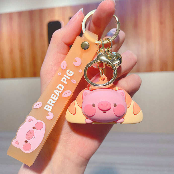 Wholesale Cute PVC Cartoon Bread Pig Keychains