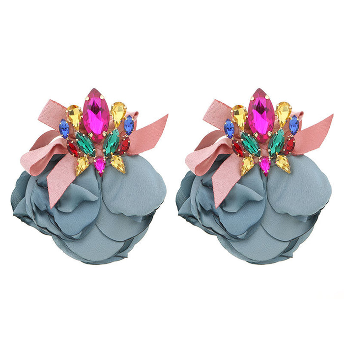 Wholesale Handmade Fabric Flower Fashion Exaggerated Earrings JDC-ES-Gute056