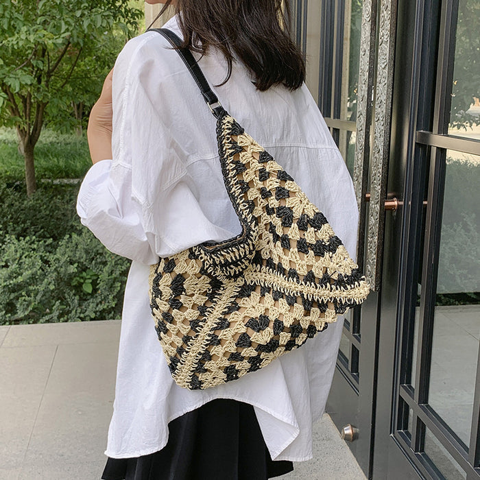 Wholesale Large Capacity Summer Straw Woven Polyester Shoulder Bags JDC-SD-KaKa002