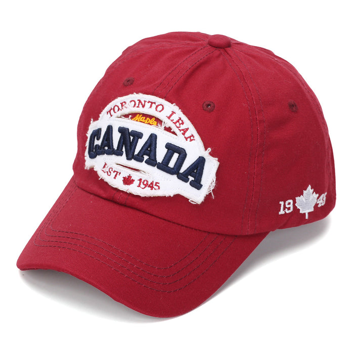 Wholesale Chic Vintage Washed Baseball Cap with Letter Embroidery Maple Leaf Design Unisex Summer Fashion Accessory