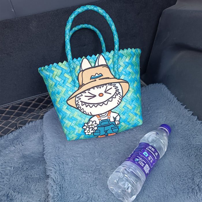 Wholesale Cartoon Woven Bag Large Capacity Work Bag Hand Woven Vegetable Basket Handbag