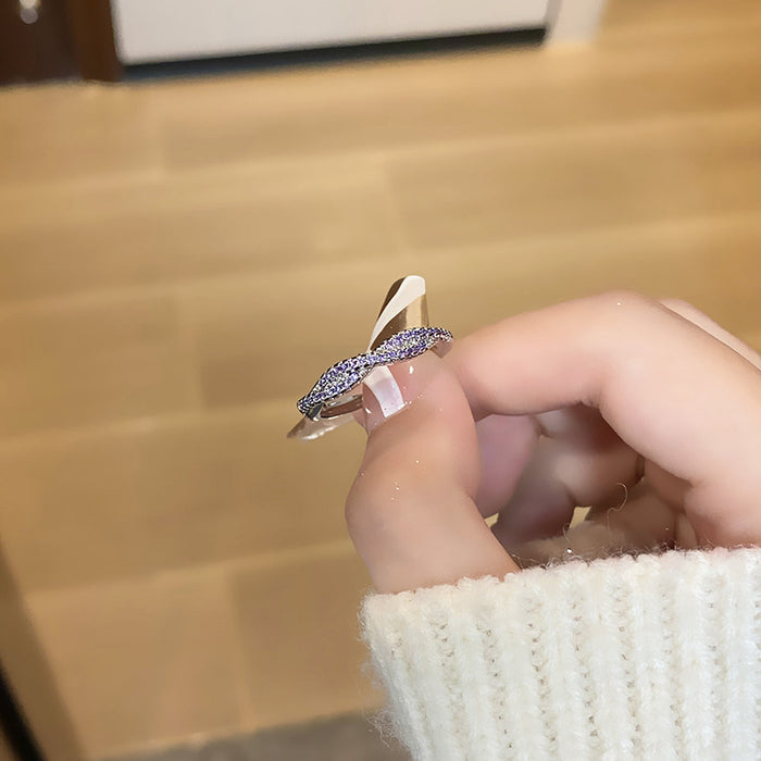 Wholesale Light luxury purple diamond zircon series temperament versatile open ring with niche design sense