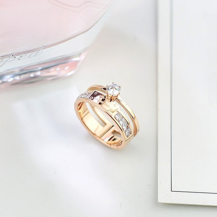 Wholesale Titanium steel ring, women's rose gold personalized and stylish ring, women's clothing accessories