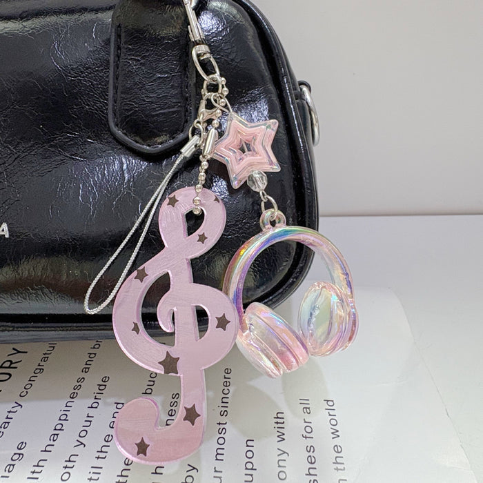 Wholesale Vintage Music Note Star Acrylic Keychain Bag Charm Trendy Accessory Gift