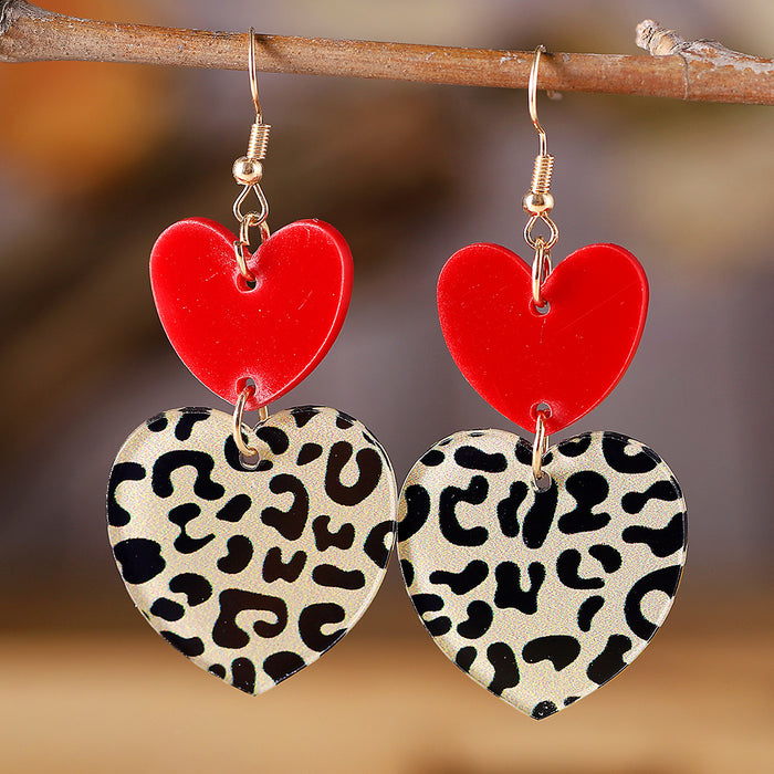 Wholesale Valentine' s Day Love Leopard Print ing Pendant Earrings Acrylic Valentine' s Day Simple Sexy Earrings
