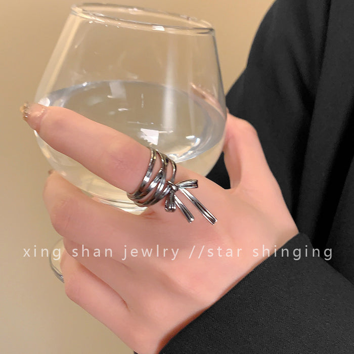 Wholesale Bow Ribbon Open Alloy Ring JDC-RS-WuN006