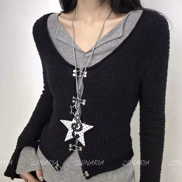 Wholesale Polka Dot Star Music Note Necklace Trendy Long Chain Fashion Accessory