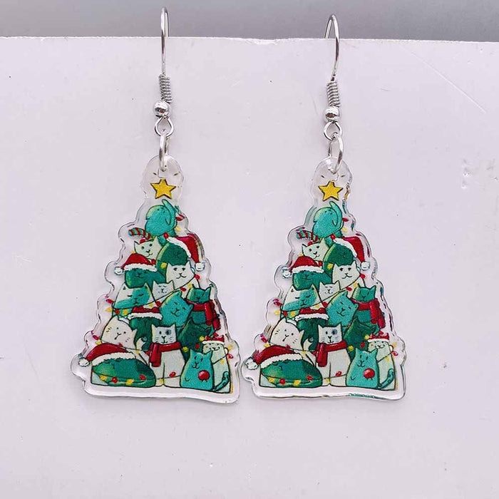 Wholesale Christmas Earrings, Colorful Lights Red Checkered Christmas Trees Acrylic Earrings Skull Heads Halloween Decorations JDC-ES-YaChen006
