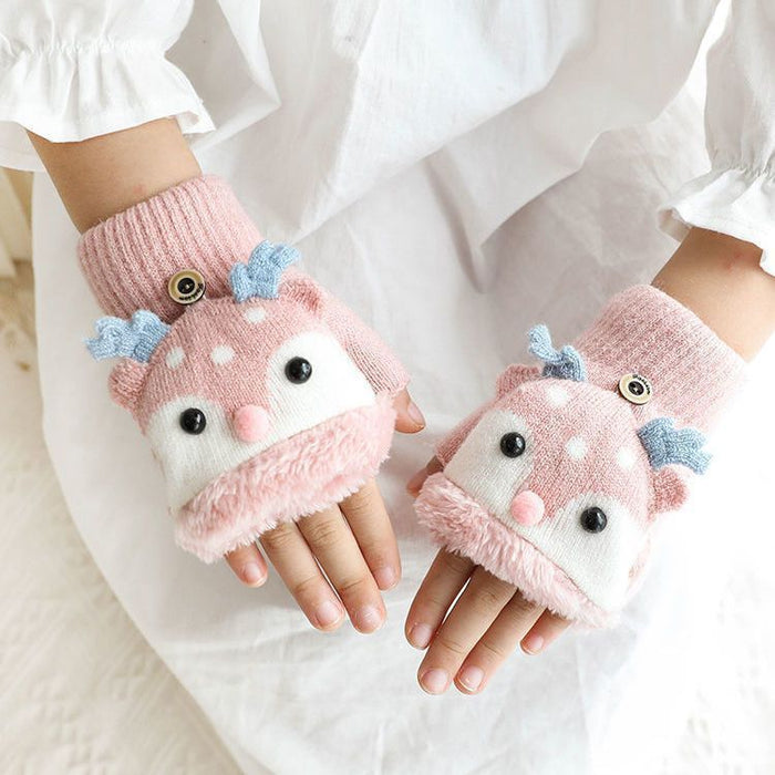 Wholesale Children' s open finger winter warm gloves