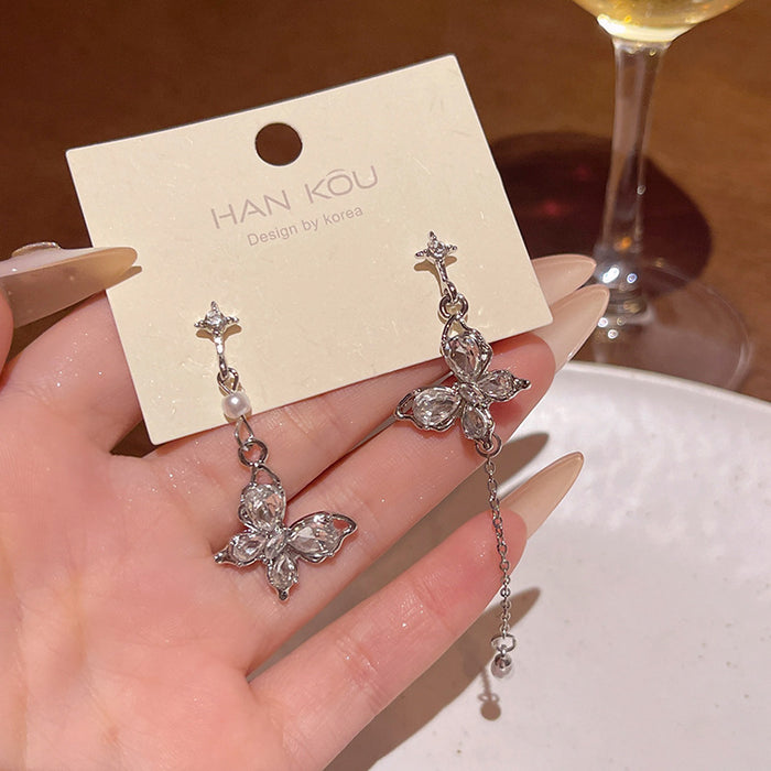 Wholesale Crystal Butterfly Pearl Earrings