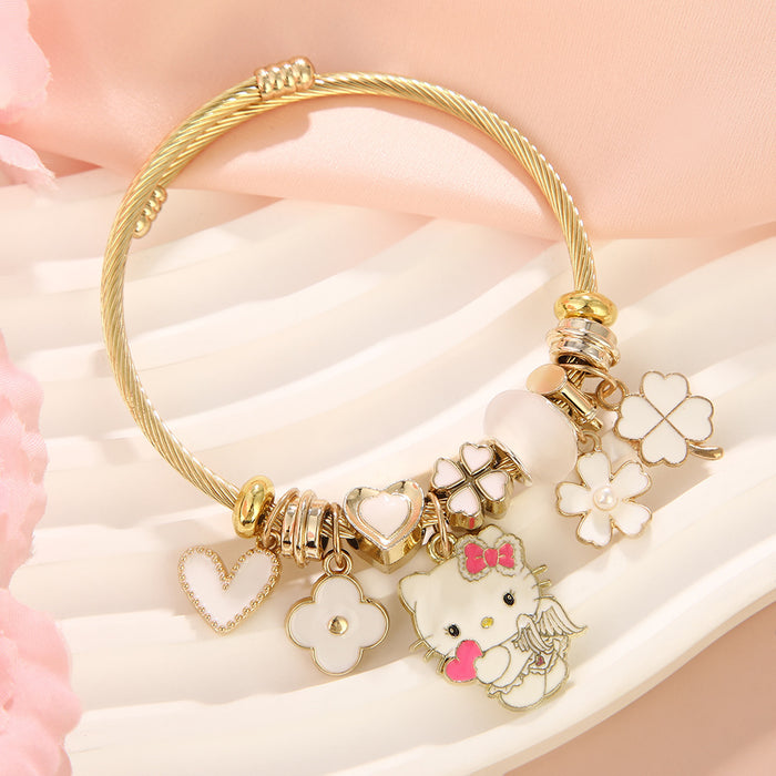 Wholesale Stainless Steel Beaded Bracelet Cute Cartoon Jewelry for Women Gift MOQ≥2