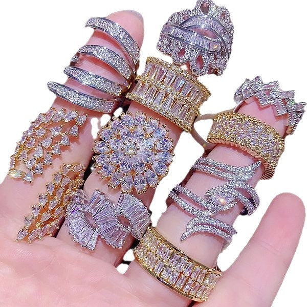 Wholesale Heavy-duty full-diamond zircon micro-pave ring