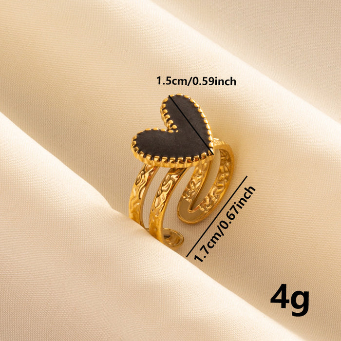 Wholesale Stainless steel fashion versatile heart opening cold style simple ring jewelry