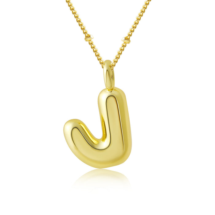 Wholesale Bubble Polished Letter Pendant Copper Necklace JDC-NE-BaiTian012