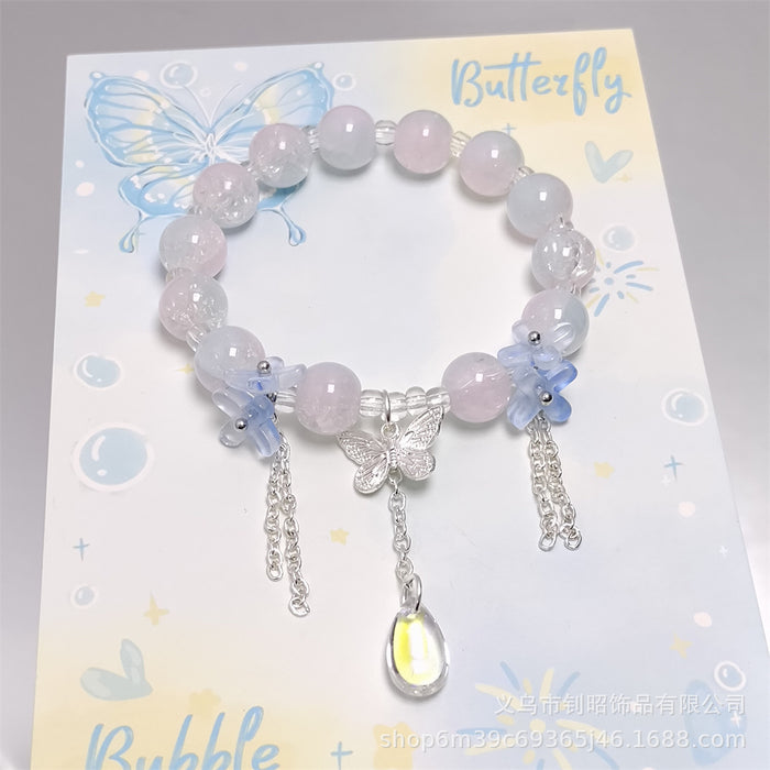 Wholesale Glass Crystal Butterfly Water Drop Bracelet Fashion Accessory