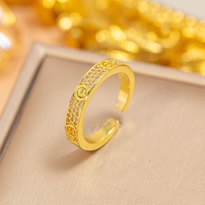 Wholesale Vintage Gold Plated Geometric Hollow Out Ring Adjustable Jewelry Accessory MOQ≥2