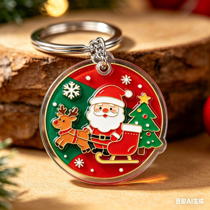 Wholesale Christmas Design Bear and Santa Acrylic Keychain Trendy Bag Charm Gift Accessory MOQ≥2