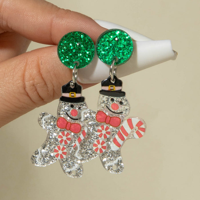 Wholesale Cute Christmas Cartoon Acrylic Snowflake Earrings