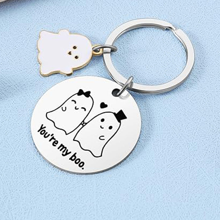 Wholesale Trendy  Boo Keychain for Couples Stainless Steel Bag Charm Gift MOQ：2