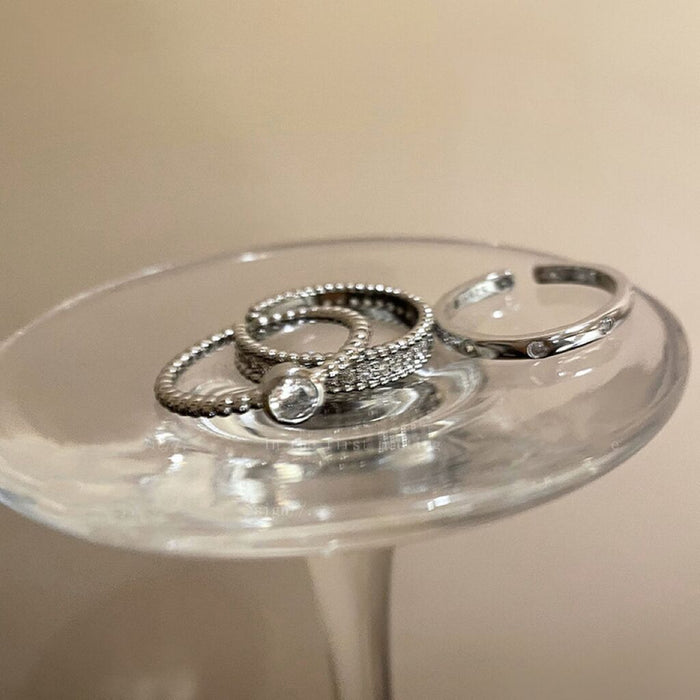 Wholesale Plain zircon metal ring set with niche design, simple index finger ring