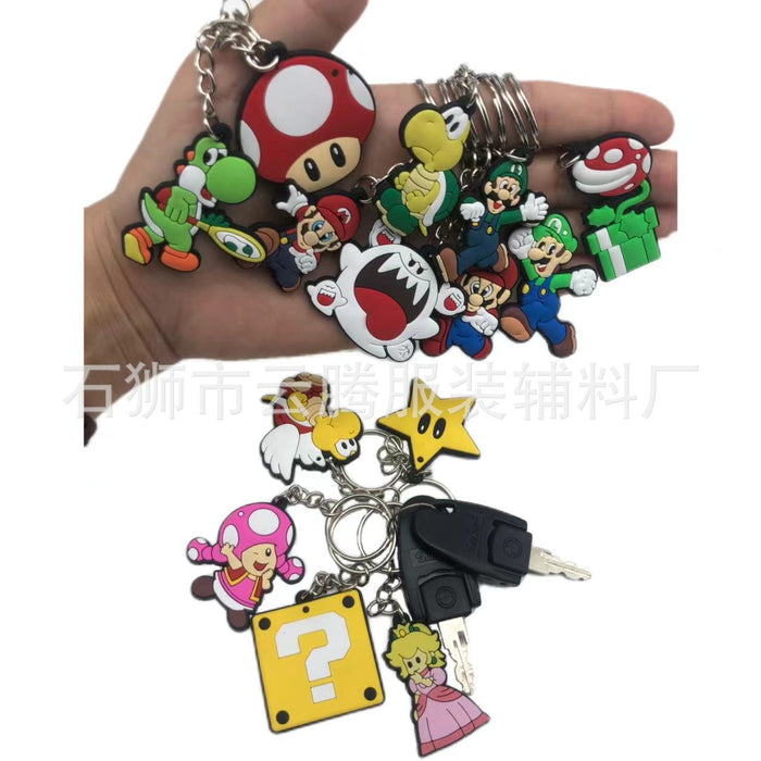 Wholesale 10pcs Cartoon Mushroom Keychain Pendant PVC Key Pendant School Bag Decoration