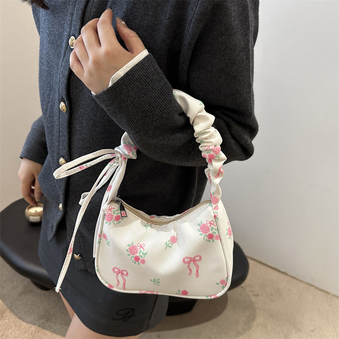 Wholesale Ruched Floral Underarm Shoulder Bag