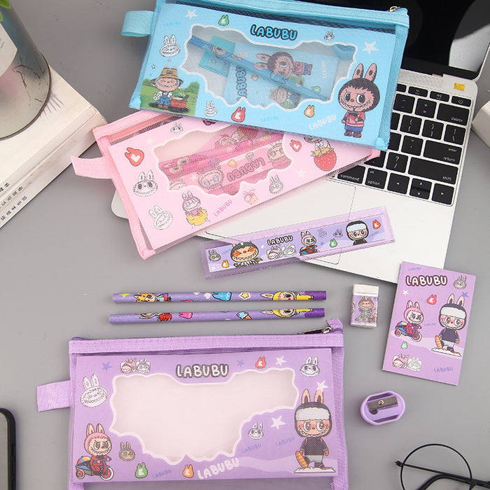 Wholesale Cartoon Monster Stationery Set Student Learning Supplies Gift Pencil Ruler Eraser Stationery