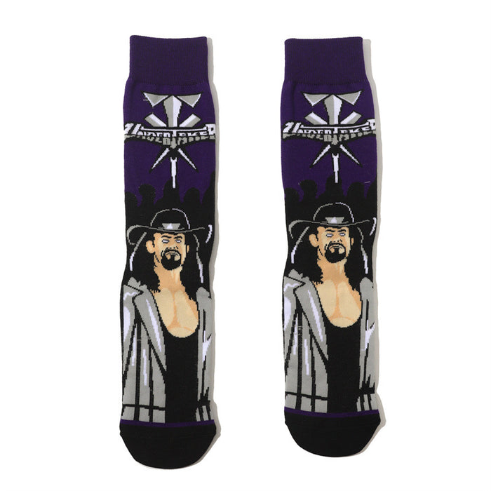 Wholesale Cartoon Men' s Sports Socks Cotton Mid-Calf Sports Socks