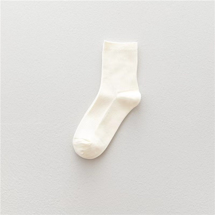 Wholesale Four season socks, mid tube socks, mid tube socks, vertical striped double needle socks, stacked socks