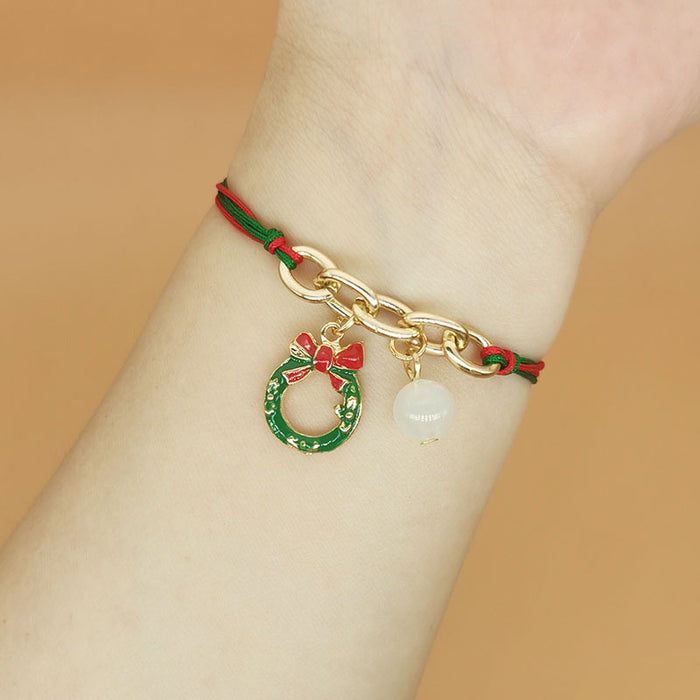 Wholesale Luminous Christmas Woven Bracelet Alloy  Tree Bell Snowflake Lucky Bag Luminous Hand Ornaments