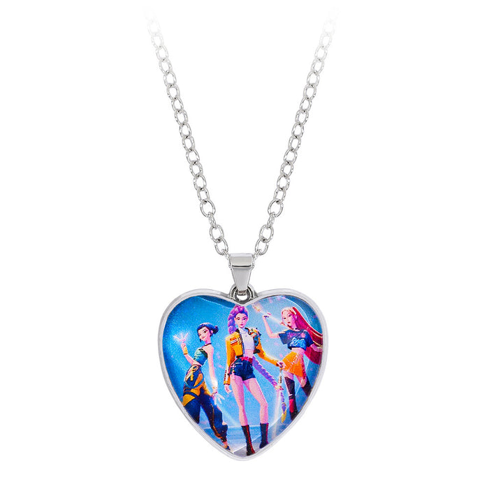 Wholesale Kpop Gemstone Colorful Heart Pendant Necklaces