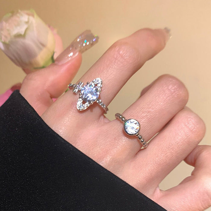 Wholesale Light luxury, niche, exquisite zircon open index finger ring, fashionable and personalized design ring