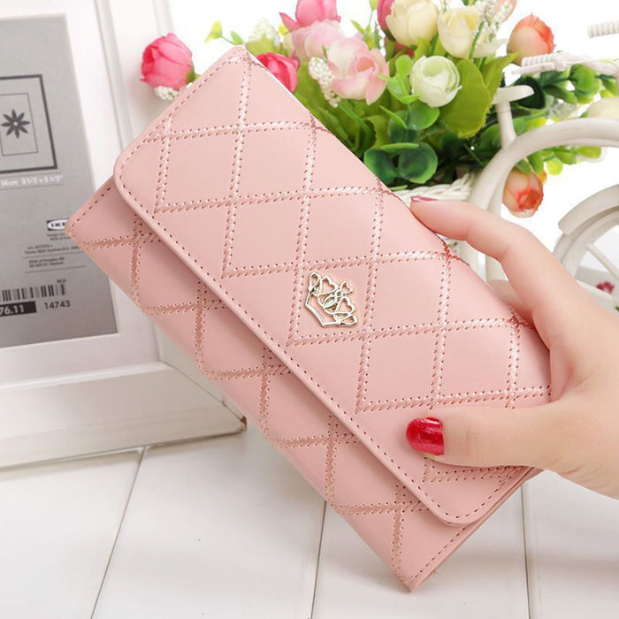 Wholesale Trendy PU Leather Large Capacity Women' s Wallet Clutch Solid Crown Pink Everyday Gift MOQ≥3