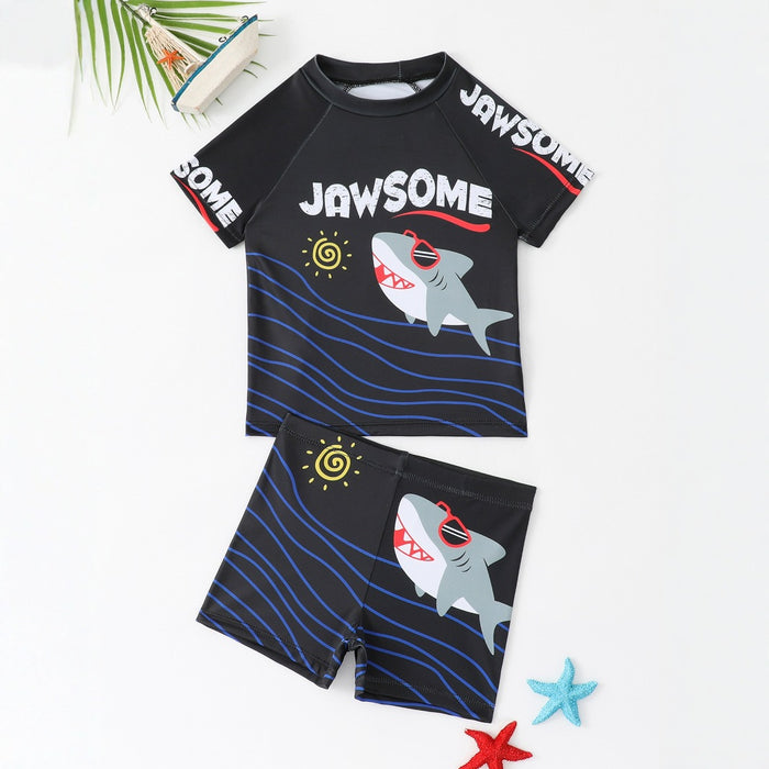 Wholesale Children's swim trunks cartoon swim trunks swim cap set flat angle comfortable quick drying