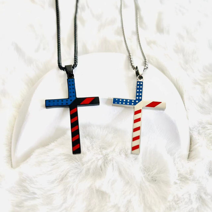 Wholesale Stainless steel drip oil cross necklace, titanium steel pendant, non fading necklace