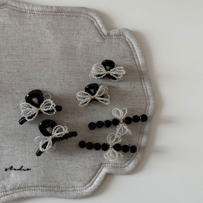 Wholesale Women's Small Beaded Bow Hairpin