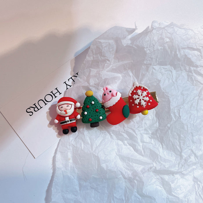 Wholesale Cartoon Christmas Santa Claus Elk Plastic Hairpin JDC-HC-KaLu002