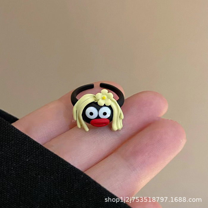 Wholesale Cartoon Drip Oil Opening Ring Personalized Ring