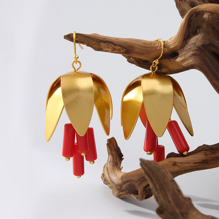 Wholesale Wind Bell Flower Earrings Niche High Heels Ear Hook 925 Silver Pin Earrings for Women