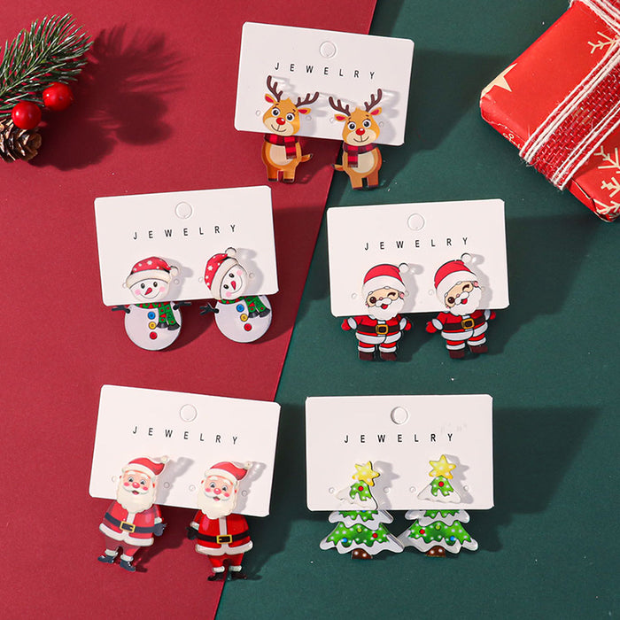 Wholesale Cute cartoon front and back Christmas earrings Cute snowman and elk earrings for women with an atmospheric gift