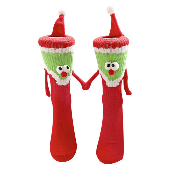 Wholesale Red magnetic Christmas hand socks female couple new year long cotton socks gift socks