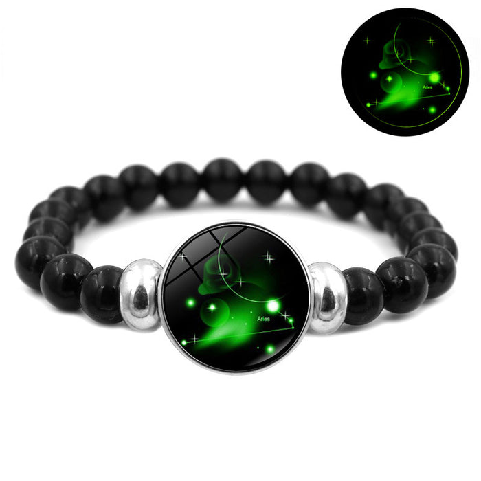 Wholesale Luminous Twelve Constellations Black Handmade Beaded Bracelet