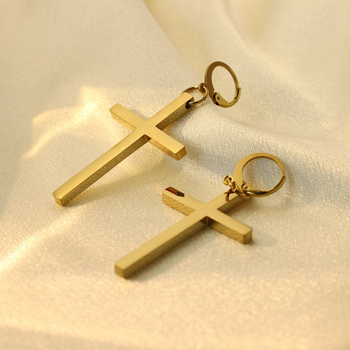 Wholesale Retro new earrings titanium steel stainless steel earrings cross jewelry