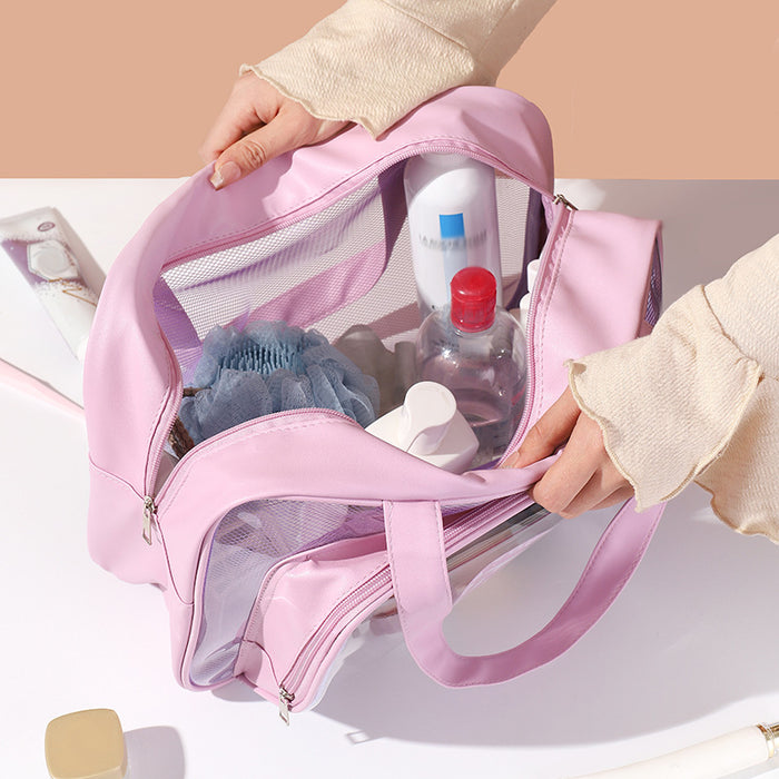 Wholesale PVC wash bag, hand-held single shoulder dry wet separation bag, waterproof makeup and wash storage bag