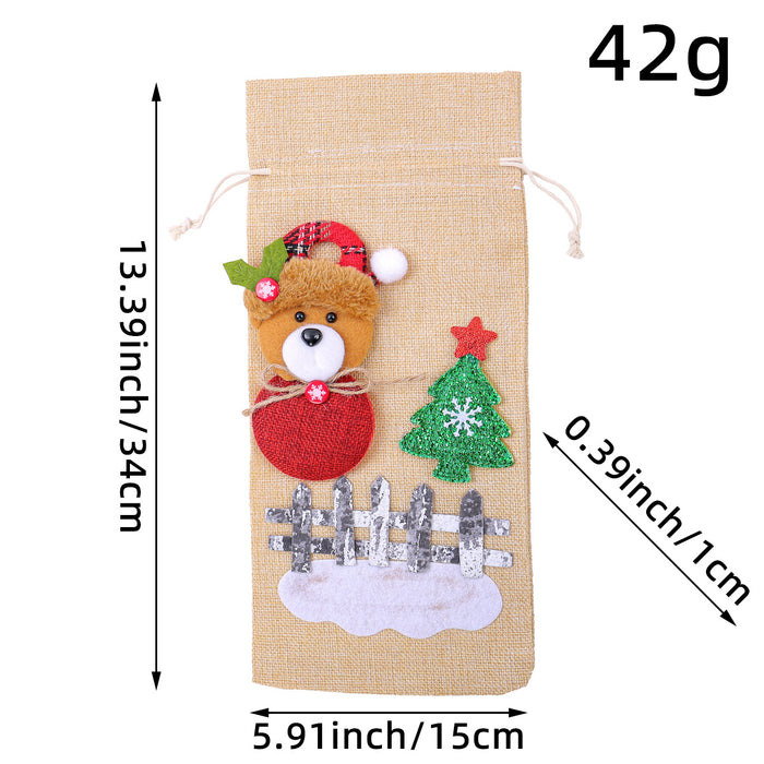Wholesale New Christmas Party Supplies Christmas Decorations Old Man Red Wine Bag Christmas Decals Decorative Wine Bottle Set