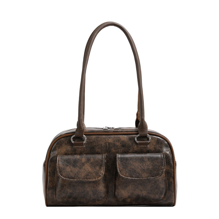 Wholesale Retro new minimalist and fashionable shoulder bag, niche large capacity handheld commuting bag