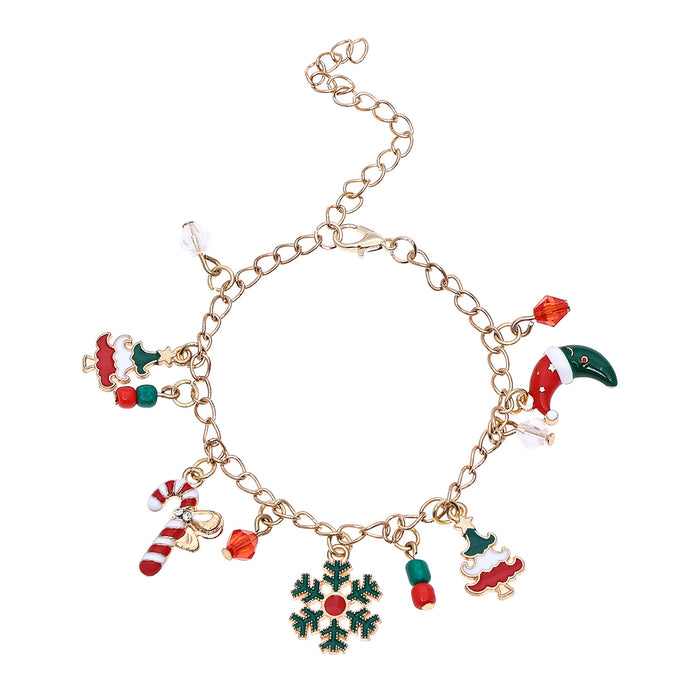 Wholesale Christmas Red and Green Acrylic Bracelet with Snowflake Bell Accessory