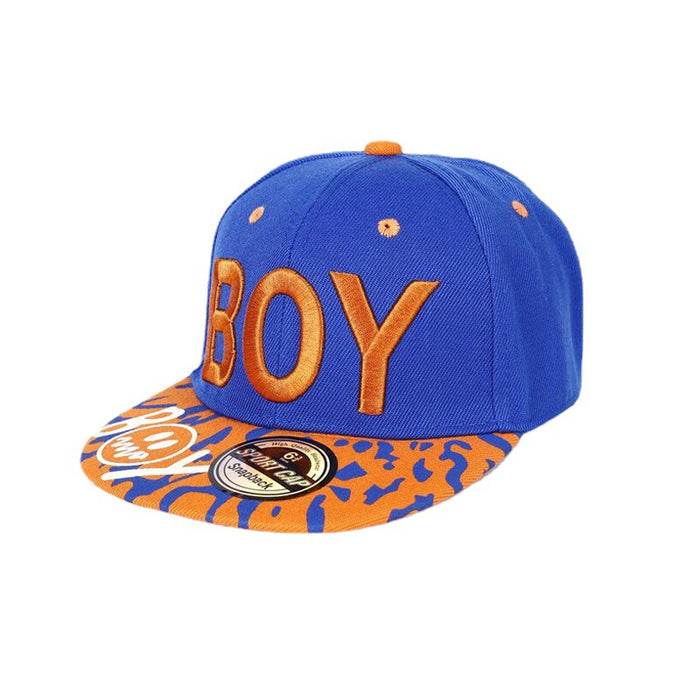 Wholesale Children's BOY letter embroidered flat brimmed hat, children's baseball cap, sun protection and sunshade hat