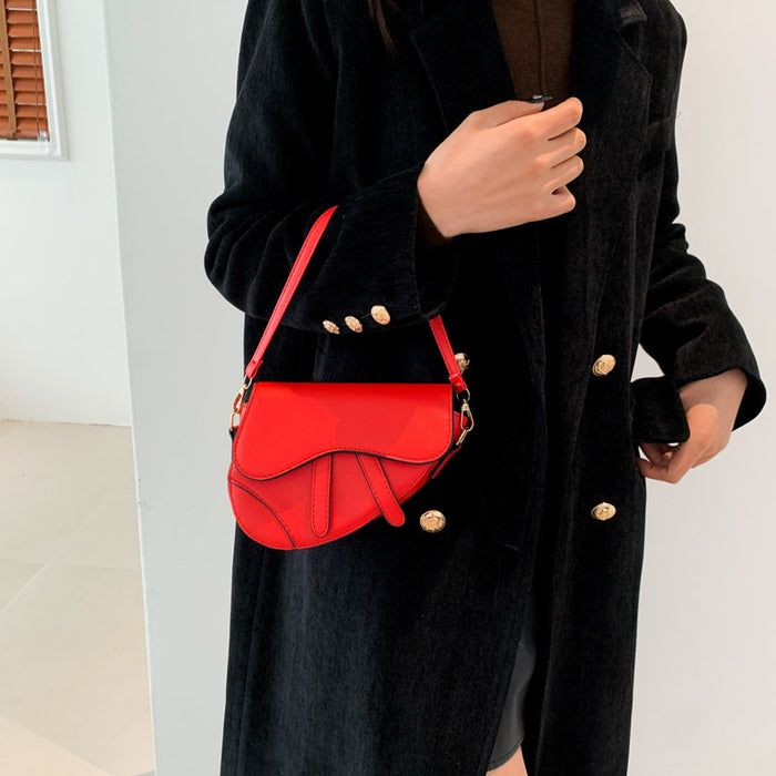 Wholesale PU Contrast Color Messenger Shoulder Saddle Bag JDC-SD-SYuan015