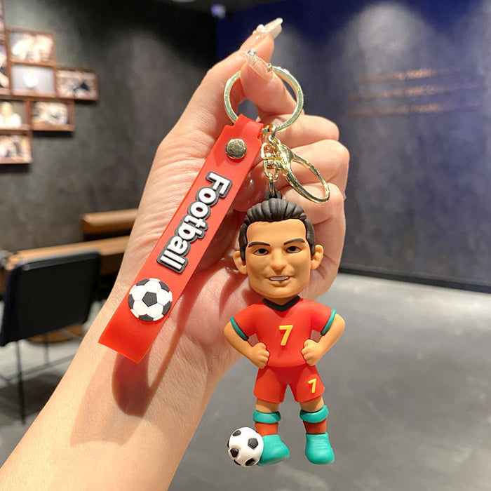 Wholesale Metal Soccer Star Cartoon Keychain Decorative Car Key Accessory MOQ≥2